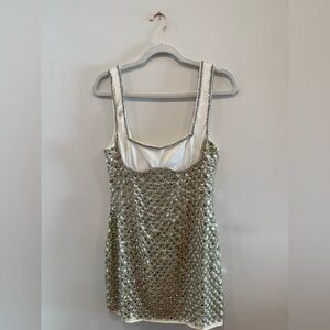 ASOS White and Silver Embellished Mini Dress